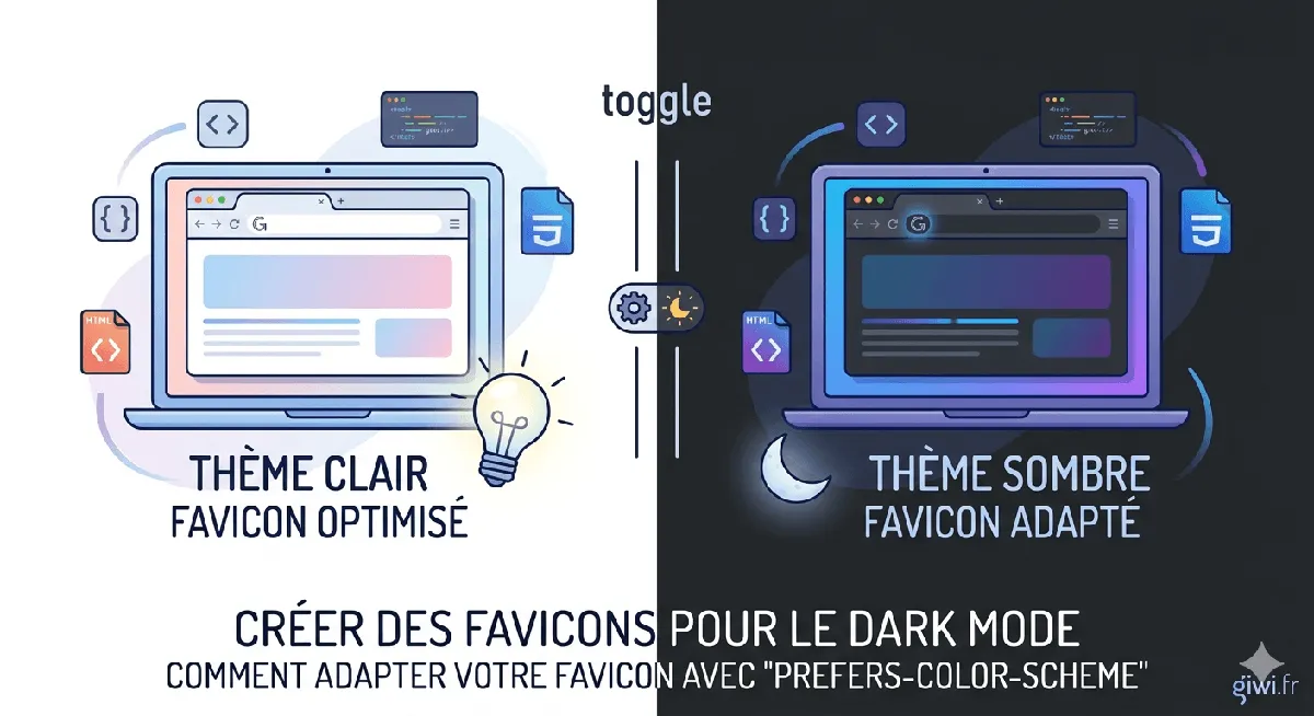 Favicon avec thème clair/sombre Favicon avec thème clair/sombre